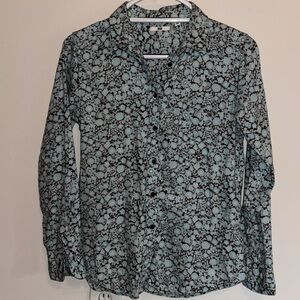 Uniqlo Floral Printed Long-Sleeve Button Down Shirt, Size M/4
